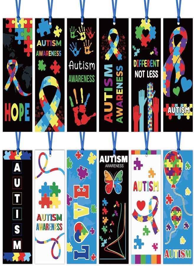 Haooryx Autism Awareness Bookmarks - 123Pcs Colorful Puzzle Pieces Ribbon Autism Awareness Book Marks for Autism Awareness Theme Favor Fundraiser Event Classroom Stationery Handout Supplies - Image 1