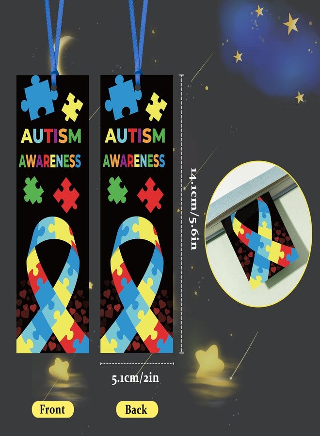Haooryx Autism Awareness Bookmarks - 123Pcs Colorful Puzzle Pieces Ribbon Autism Awareness Book Marks for Autism Awareness Theme Favor Fundraiser Event Classroom Stationery Handout Supplies - Image 2