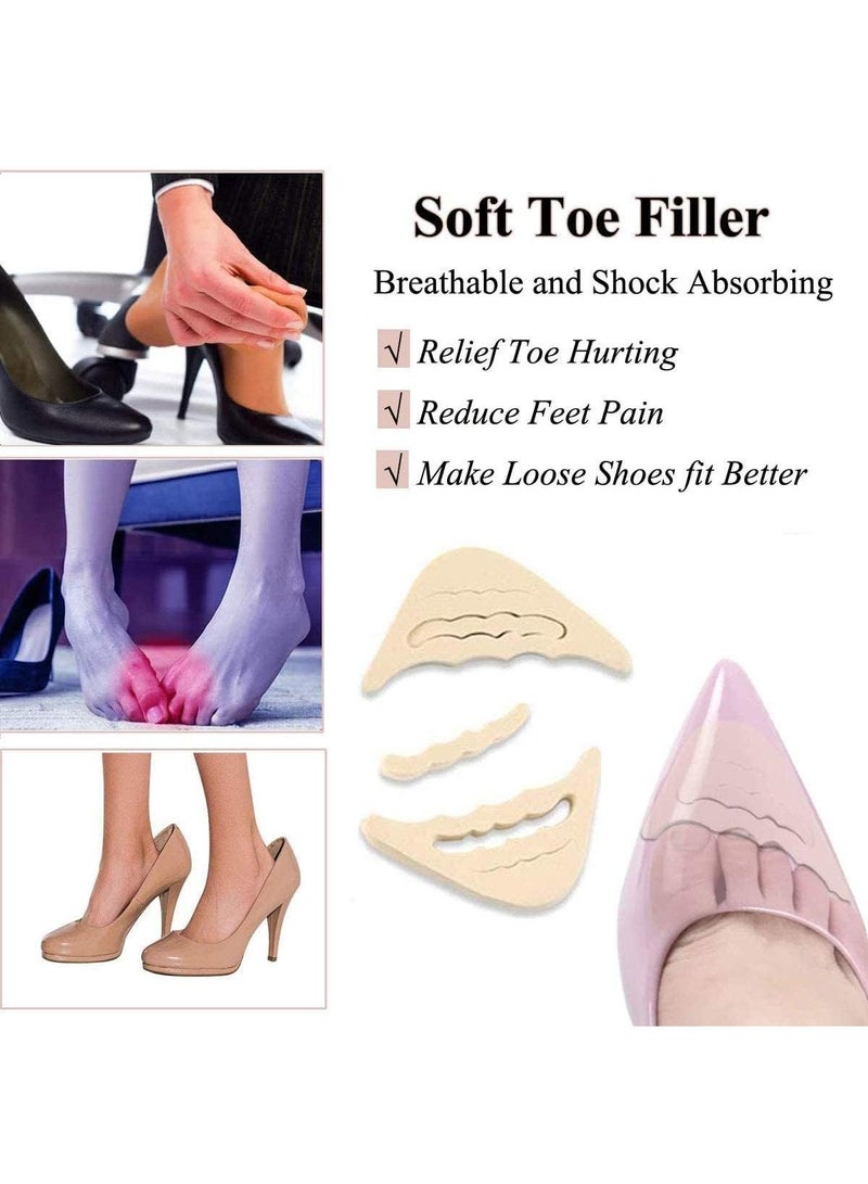 Sweet seven 4 Pairs of Adjustable Toe Inserts for Shoes Reusable Shoe Toe Filler Inserts for Loose Too Big Shoes for Women Men Unisex Pumps Flats Sneakers(Black 2 Pairs+ Beige 2 Pairs) - Image 3