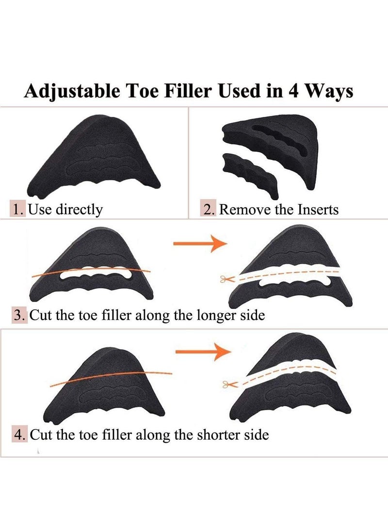 Sweet seven 4 Pairs of Adjustable Toe Inserts for Shoes Reusable Shoe Toe Filler Inserts for Loose Too Big Shoes for Women Men Unisex Pumps Flats Sneakers(Black 2 Pairs+ Beige 2 Pairs) - Image 5