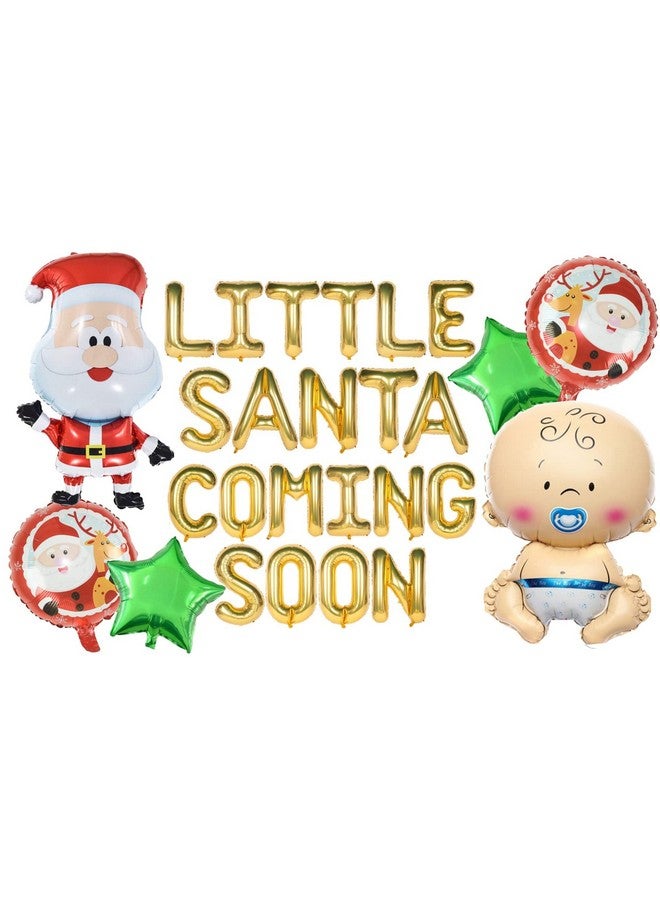 Atpata Funky Christmas Theme Baby Shower Title Phrase Text Foil Balloons for Baby Shower Party Decoration (Little Santa Coming Soon) - Image 1