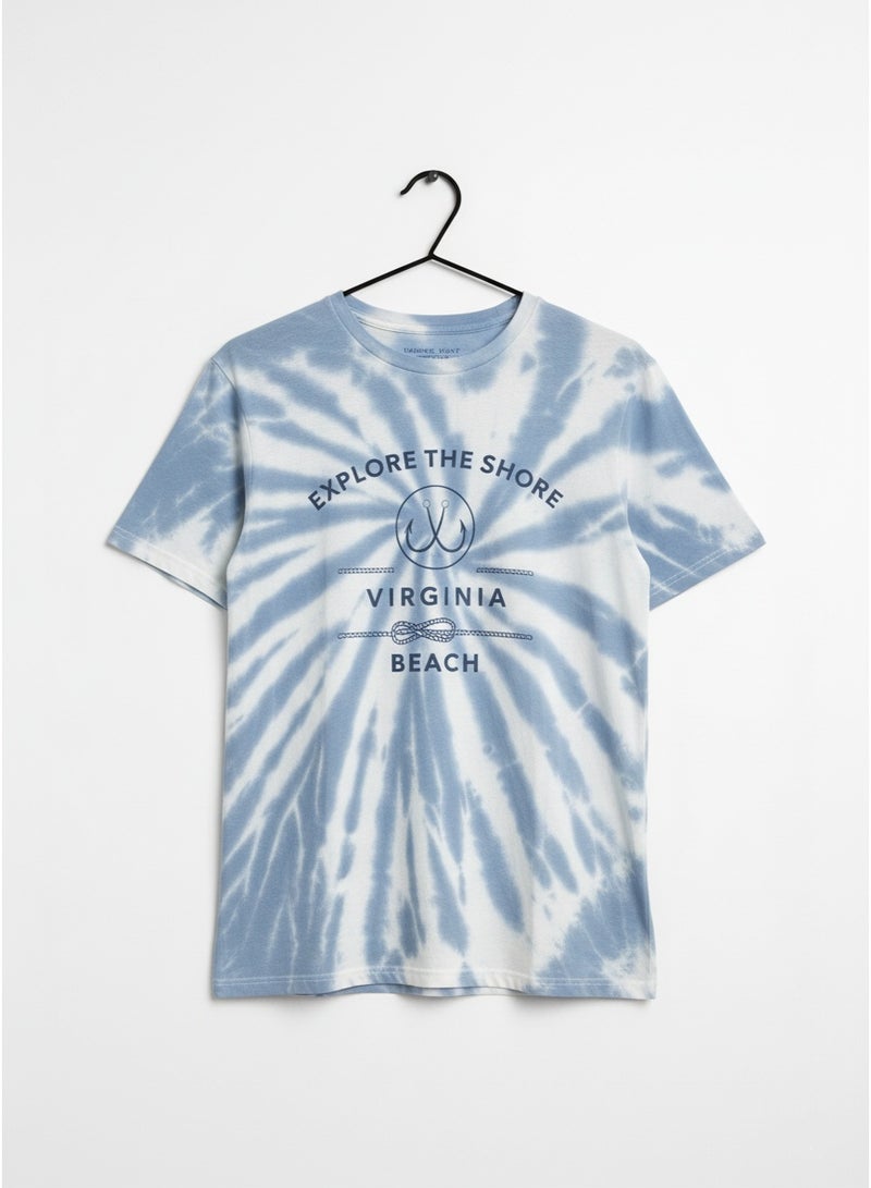 SENSATION Men’s Tie-Dye Crew Neck T-Shirt – “Explore the Shore Virginia Beach” Print | Soft Casual Tee - Image 3