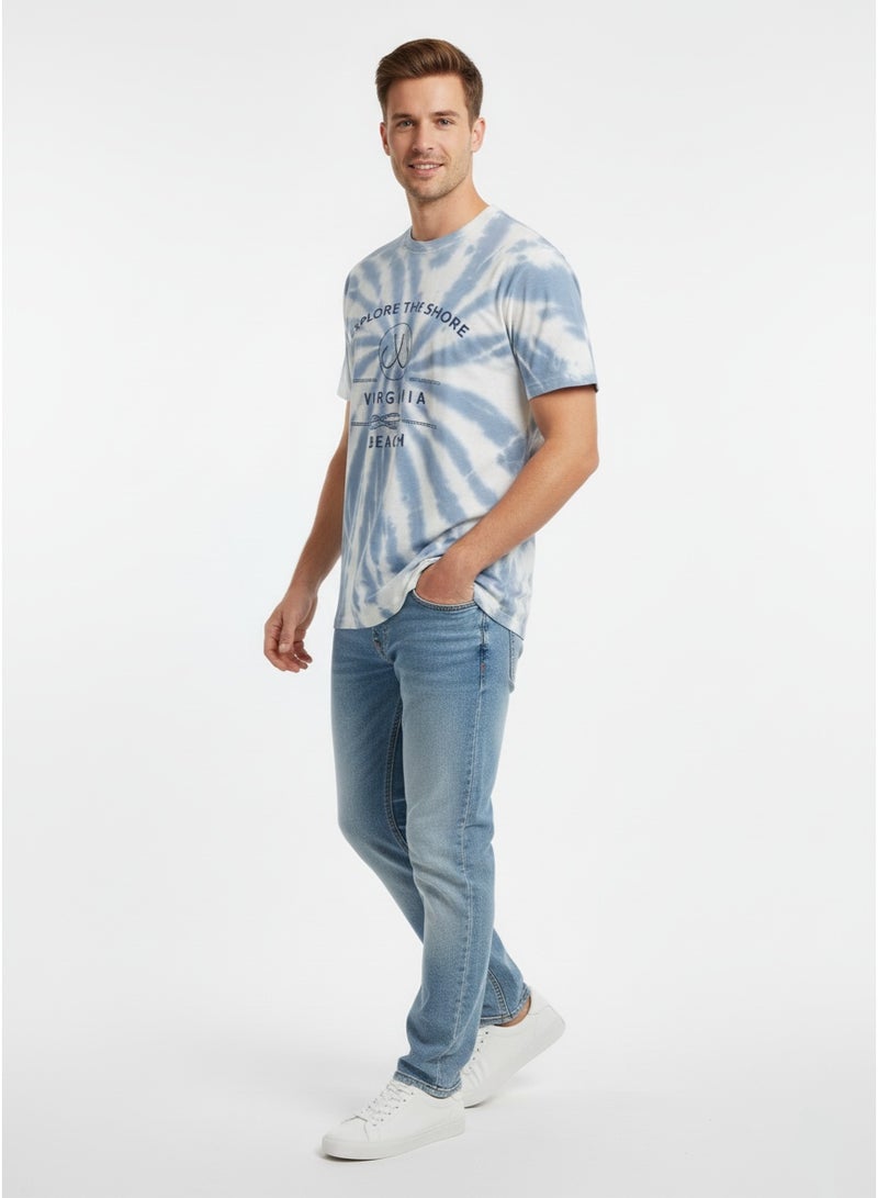 SENSATION Men’s Tie-Dye Crew Neck T-Shirt – “Explore the Shore Virginia Beach” Print | Soft Casual Tee - Image 2