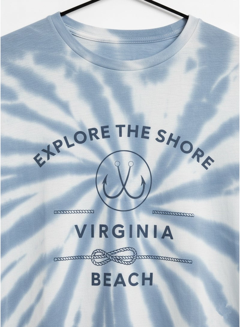 SENSATION Men’s Tie-Dye Crew Neck T-Shirt – “Explore the Shore Virginia Beach” Print | Soft Casual Tee - Image 4