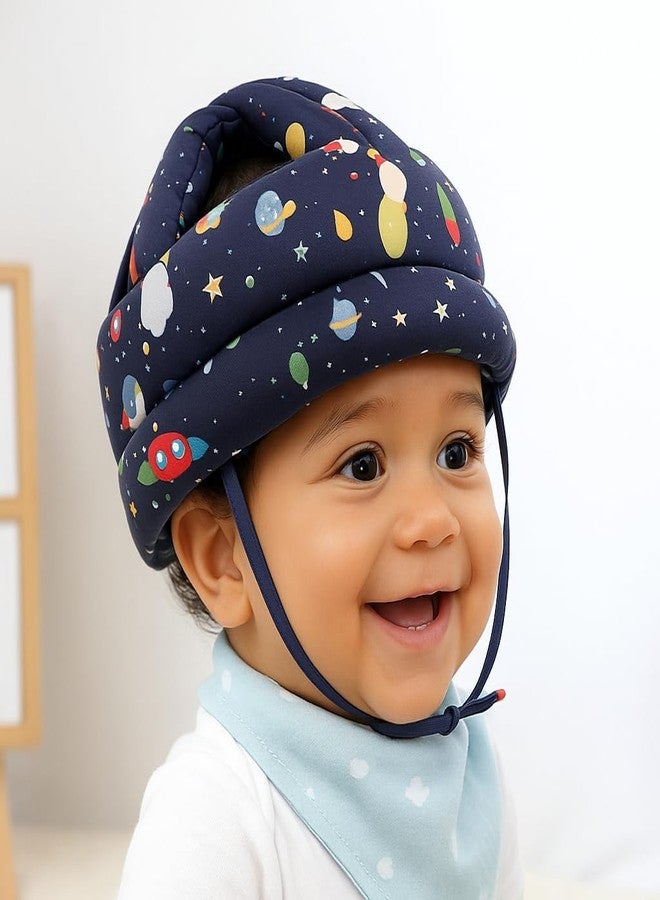 mobiwaves Infant and Toddler Head Safety Helmet - Soft Protective Cushion for Crawling and Walking Babies 6-24 Months, Dark Blue Multi Print - Image 3