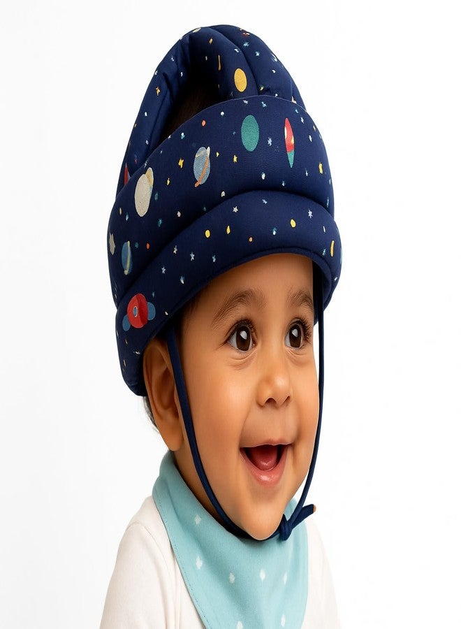 mobiwaves Infant and Toddler Head Safety Helmet - Soft Protective Cushion for Crawling and Walking Babies 6-24 Months, Dark Blue Multi Print - Image 1