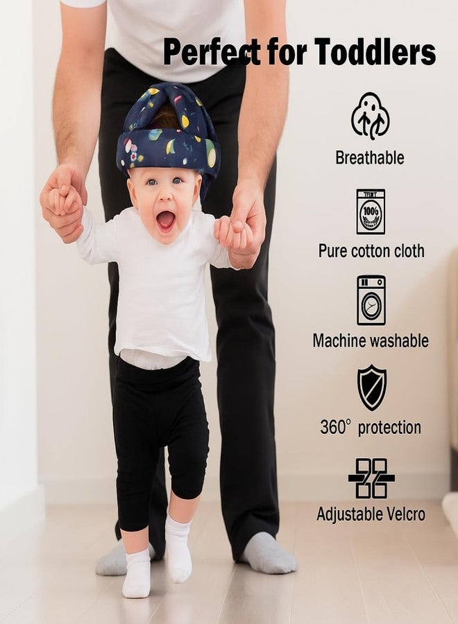 mobiwaves Infant and Toddler Head Safety Helmet - Soft Protective Cushion for Crawling and Walking Babies 6-24 Months, Dark Blue Multi Print - Image 5