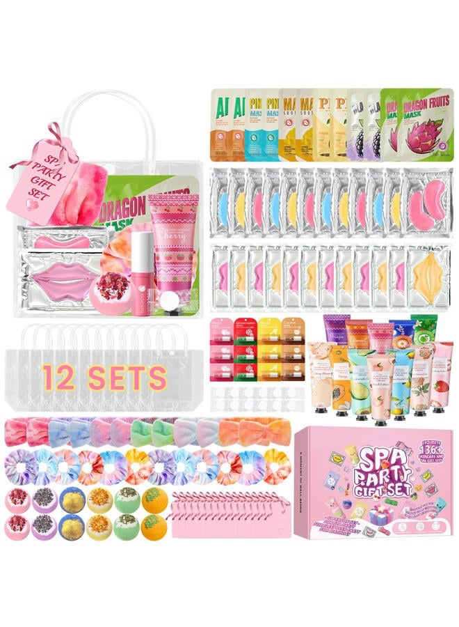BECHOICEN 136Pcs Spa Party Supplies Set - 12 Spa Day Kits with Face/Lip/Eye/Hand/Foot Care,Party Favors for Sleepovers,Birthdays,Slumber Party & Relaxation,All Skin Types Safe - Image 1