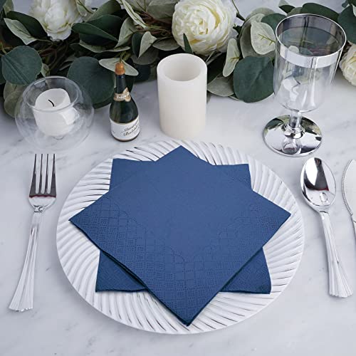 WXLDGHQ 300 Count Navy Blue Beverage Napkins 2-Ply Navy Cocktail Napkins Disposable Blue Party Napkins for Dinner Wedding Birthday Party Graduation  - Image 5