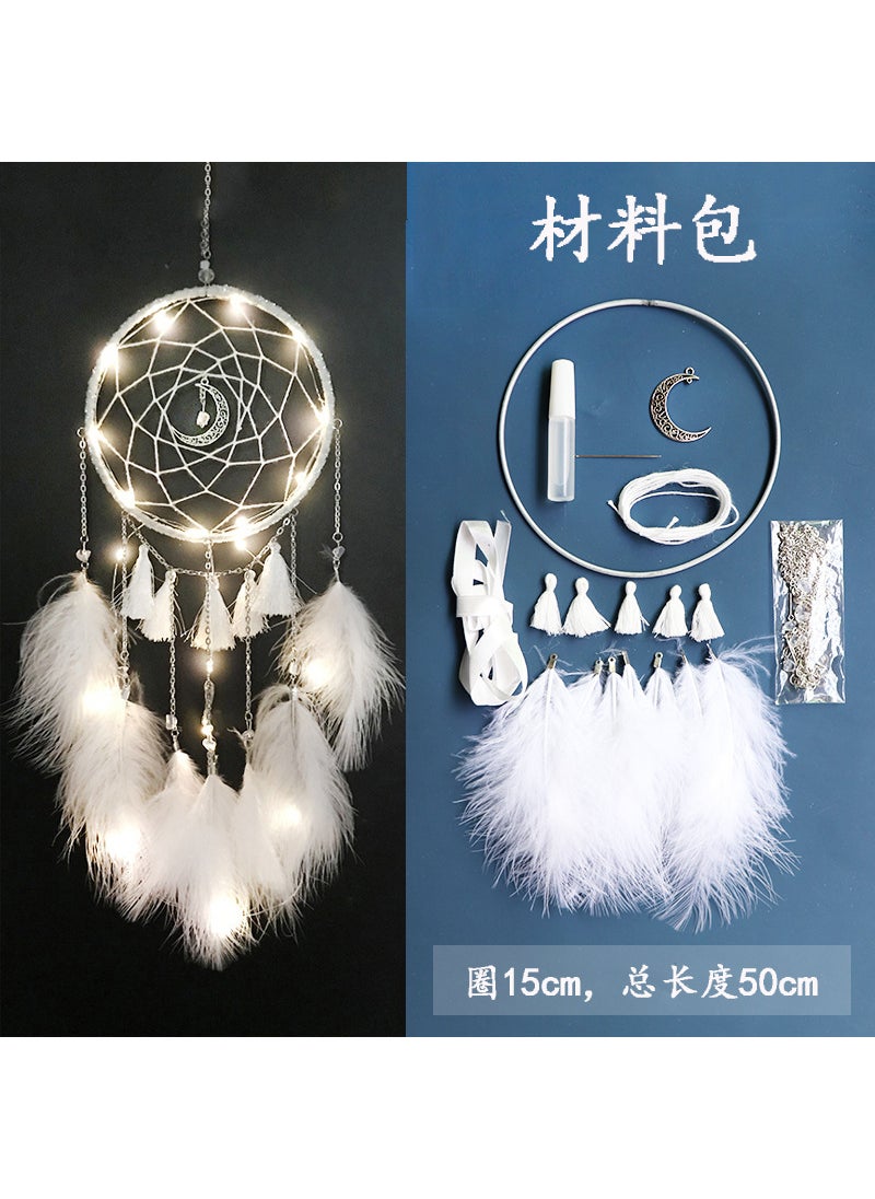 Dreamcatcher DIY Kit for Handmade Wind ChimesMoonlight White (material package) to send lamp Moonlight White (material package) to send lamp 