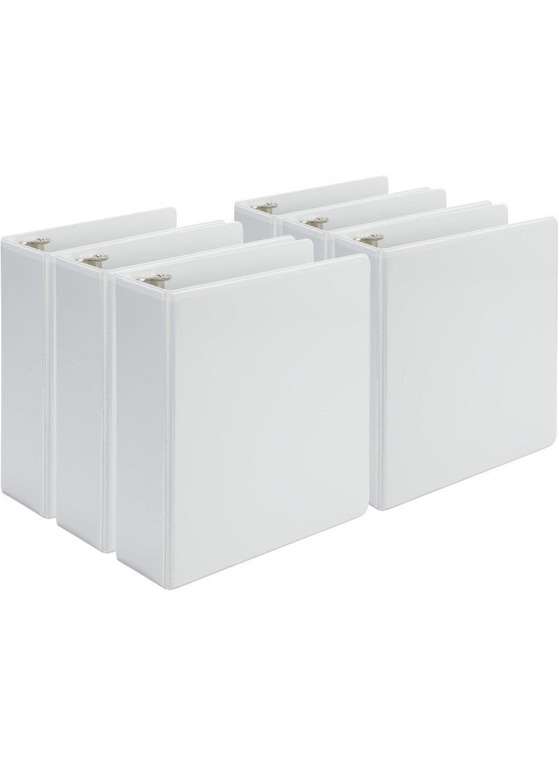 Samsill Samsill Economy 2 Inch Mini 3 Ring Binder Made in The USA 91 x 75 Round Ring Binder NonStick Customizable Cover White 6 Pack  - Image 1