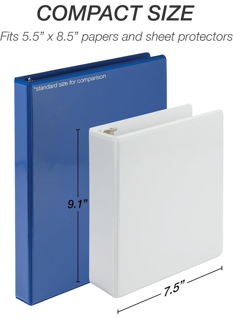 Samsill Samsill Economy 2 Inch Mini 3 Ring Binder Made in The USA 91 x 75 Round Ring Binder NonStick Customizable Cover White 6 Pack  - Image 5