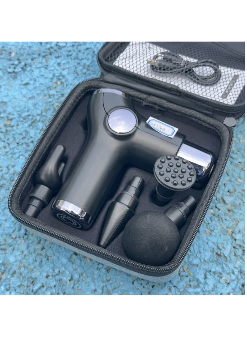 باس تيك مسدس التدليك المحمول مستويات 3 سرعة قابلة للتعديل و4 رؤوس تدليك محرك عالي السرعة لتقليل الضوضاء، قوة قوية، اهتزاز منخفض الضوضاء - Image 2