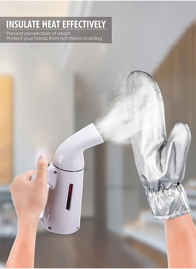 DUNISO Garment Steamer Ironing Gloves, thickened silver coated oven insulation gloves, heat resistant gloves, suitable for oven microwave hanging ironing machine, 23 * 13cm, silver  - Image 4