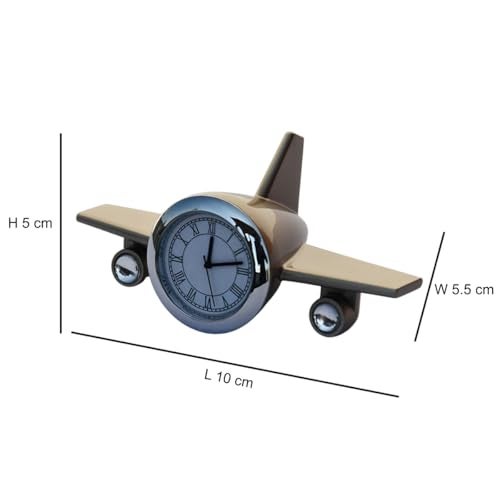 Saugat Traders Metal Analog Airplane Clock for Office Desk, Study Table - Aeroplane Miniature Table Clock Showpiece - Best Gift for Airforce Person, Aviation Lover, Air Hostess (Silver), 10x5 Cm - Image 2