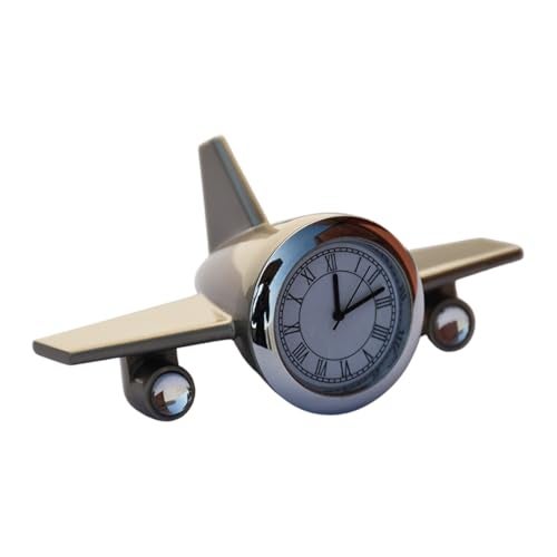Saugat Traders Metal Analog Airplane Clock for Office Desk, Study Table - Aeroplane Miniature Table Clock Showpiece - Best Gift for Airforce Person, Aviation Lover, Air Hostess (Silver), 10x5 Cm - Image 3