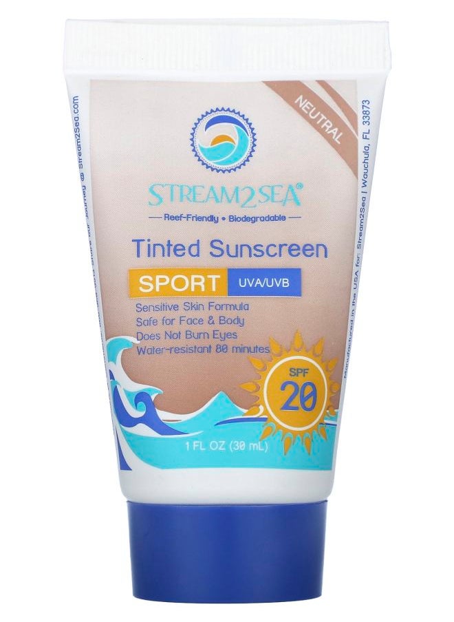 Stream2Sea - Tinted Sunscreen Sport SPF 20 Neutral 1 fl oz (30 ml) - Image 1