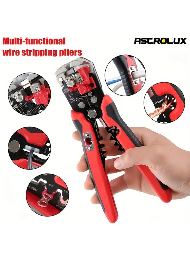 Professional Automatic Wire Stripper Crimping Tool 24 10AWG Red Black - Image 2