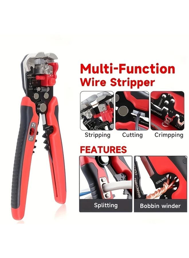 Professional Automatic Wire Stripper Crimping Tool 24 10AWG Red Black - Image 5