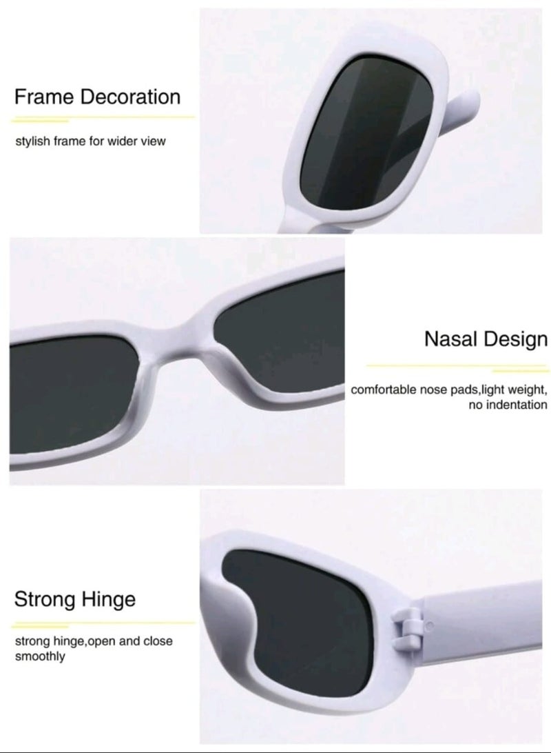 Shein Irregular Small Rectangular UV Protection Sunglasses - White - Image 4