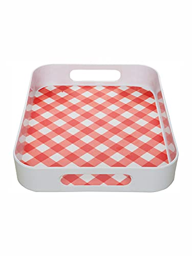 Goodhomes Melamine Rectangular Serving Tray MT329, Red Checks - Image 2