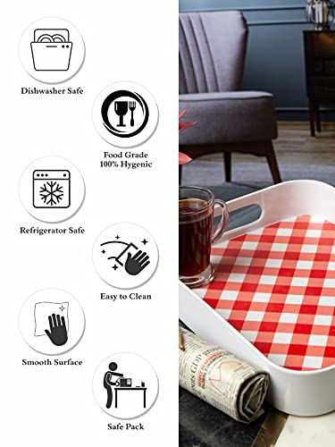 Goodhomes Melamine Rectangular Serving Tray MT329, Red Checks - Image 4