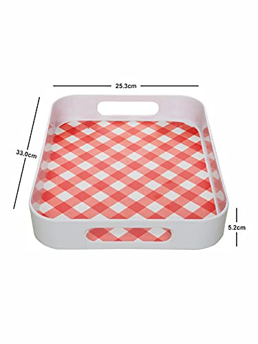 Goodhomes Melamine Rectangular Serving Tray MT329, Red Checks - Image 3