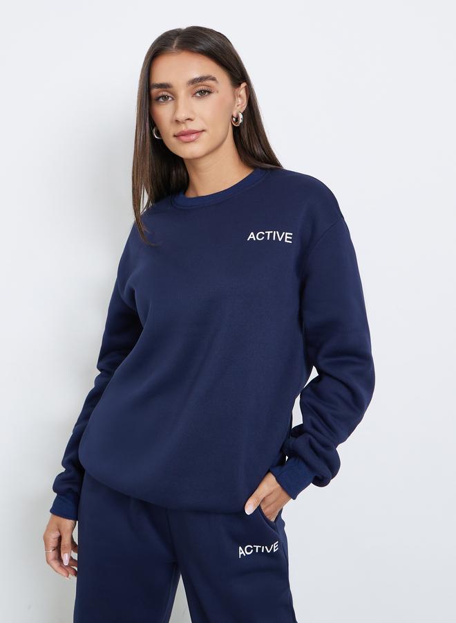 ستايلي طقم سويت شيرت بطباعة مع جوغر بأرجل واسعة - Image 3