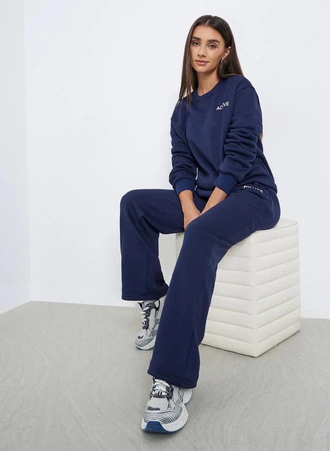 Slogan Print Sweatshirt and Wide Leg Joggers Co-Ords