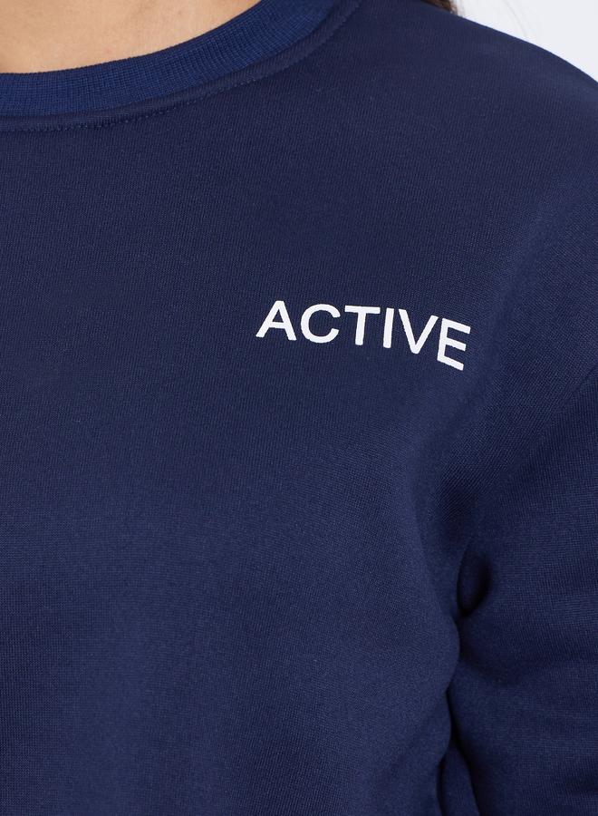 ستايلي طقم سويت شيرت بطباعة مع جوغر بأرجل واسعة - Image 4