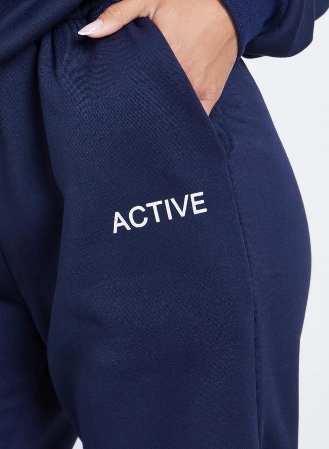 Styli Slogan Print Sweatshirt and Wide Leg Joggers Co-Ords