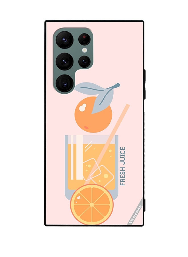 VR CREATIVE Protective Case Cover For Samsung Galaxy S22 Ultra 5G Orange Juice Design Multicolour - Image 1