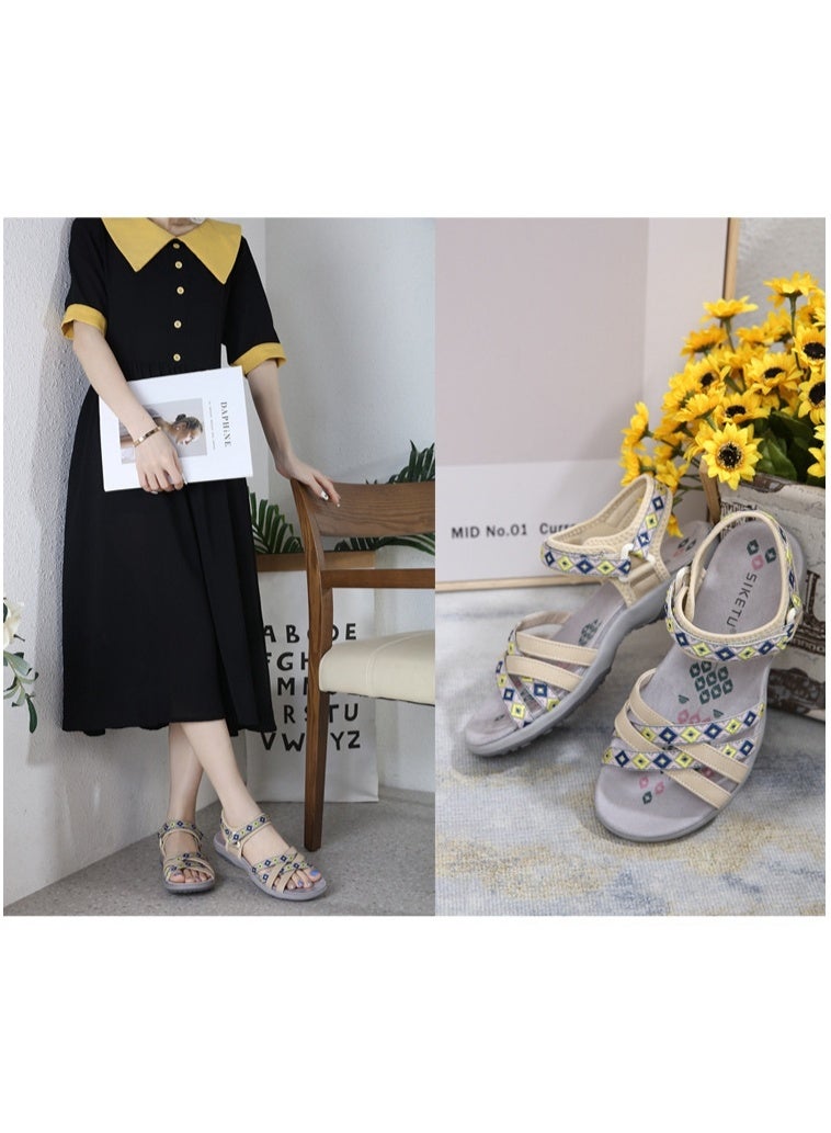 NIBEMINENT Summer Shoes Women Sandals Holiday Flat Fashion Ladies Sandals Soft Comfortable - Image 2