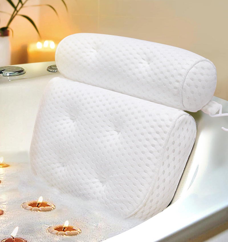 Slyfoam Bath Pillow Bathtub Pillow with AntiSlip Suction Cups 4D Mesh Soft Spa Bath Tub Pillow Headrest Bath Pillows for Tub with Neck and Back Support Fits Bathtub Spa Tub Jacuzzi Fathers Day Dad Gifts 