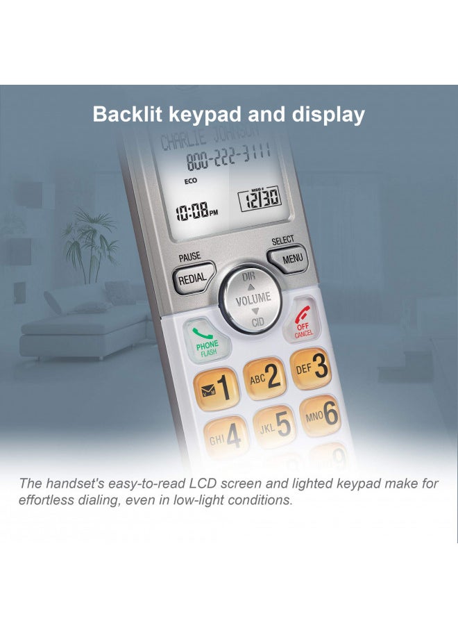 AT&T - AT&T EL51103 - DECT 6.0 Cordless Home Phone. Full-Duplex Handset Speakerphone, Backlit Display, Lighted Keypad, Caller ID/Call Waiting, Phonebook, Eco Mode, Voicemail Key, Quiet Mode. - Image 1