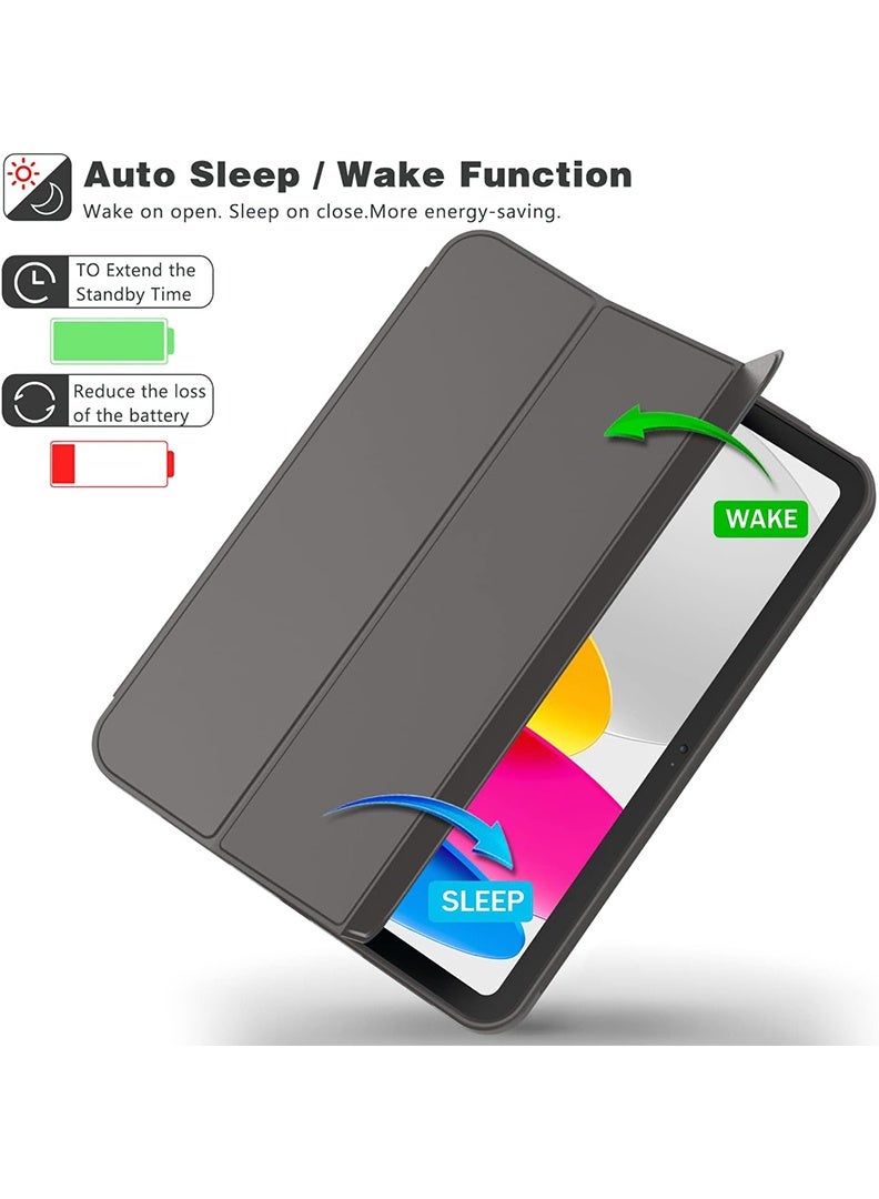 ثيودور جراب ذكي رفيع لجهاز iPad Air مقاس 11 بوصة (M4 2026/ M3 2025/ M2 2024)، غطاء ثلاثي الطي خفيف الوزن مع حامل قلم، ظهر من مادة TPU ناعمة، خاصية التشغيل/الإيقاف التلقائي، جراب واقٍ مقاوم للصدمات للأجهزة اللوحية - رمادي داكن - Image 4