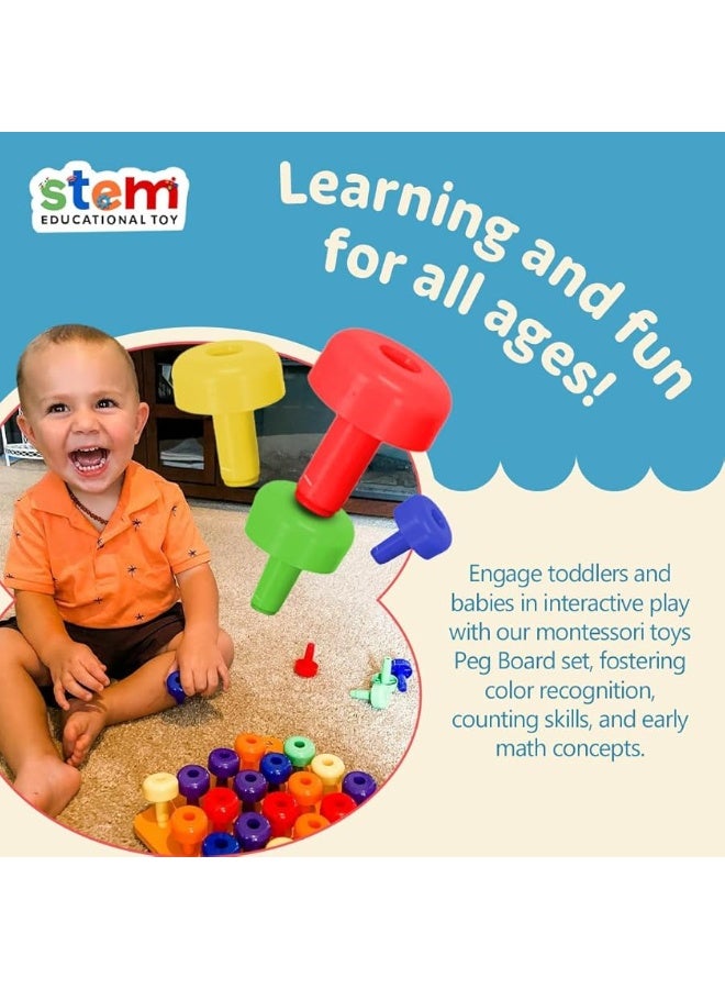 Skoolzy Montessori Sensory Pegboard 33 Piece Set - Develop Sensory Play Occupational Therapy STEM Learning Educational Toys for Kids 2+ - Includes Foam Board, Lacing String, Dice, Storage Bag, eBook - Image 3