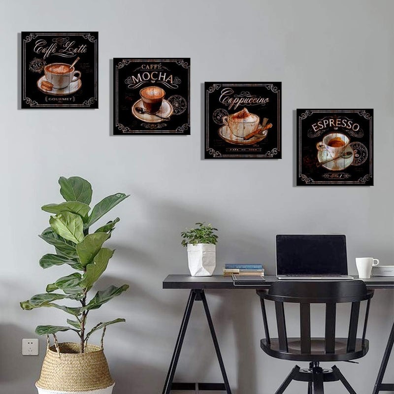 sunfrower Vintage Coffee Wall Art Set - 4 Panels - Image 4