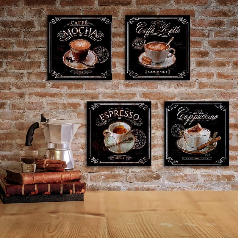 sunfrower Vintage Coffee Wall Art Set - 4 Panels - Image 2