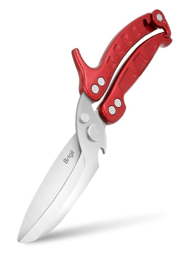 Brigii Kitchen Shear, Stainless Steel Heavy Duty Poultry Shears, Multi-Purpose Kitchen Scissors for Cutting Chicken, Fish, Seafood, and Vegetables-Red - Image 1