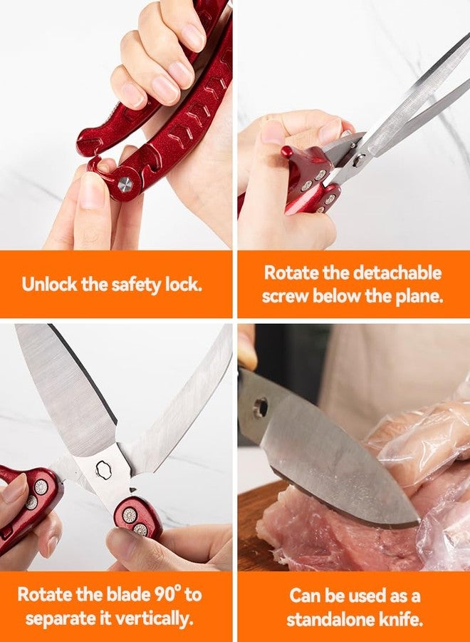 Brigii Kitchen Shear, Stainless Steel Heavy Duty Poultry Shears, Multi-Purpose Kitchen Scissors for Cutting Chicken, Fish, Seafood, and Vegetables-Red - Image 5