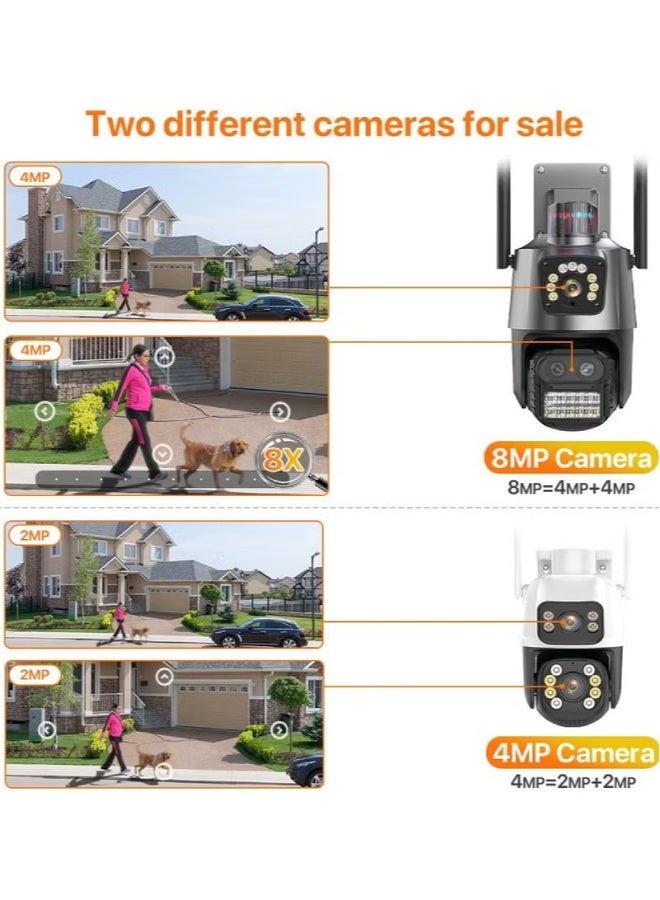 AROAQ 8MP WiFi IP Security Camera – 4K Ultra HD Three-Lens PTZ CCTV Camera with Dual Screen, Auto Tracking, Night Vision, Two-Way Audio, Waterproof Outdoor Surveillance - Image 2