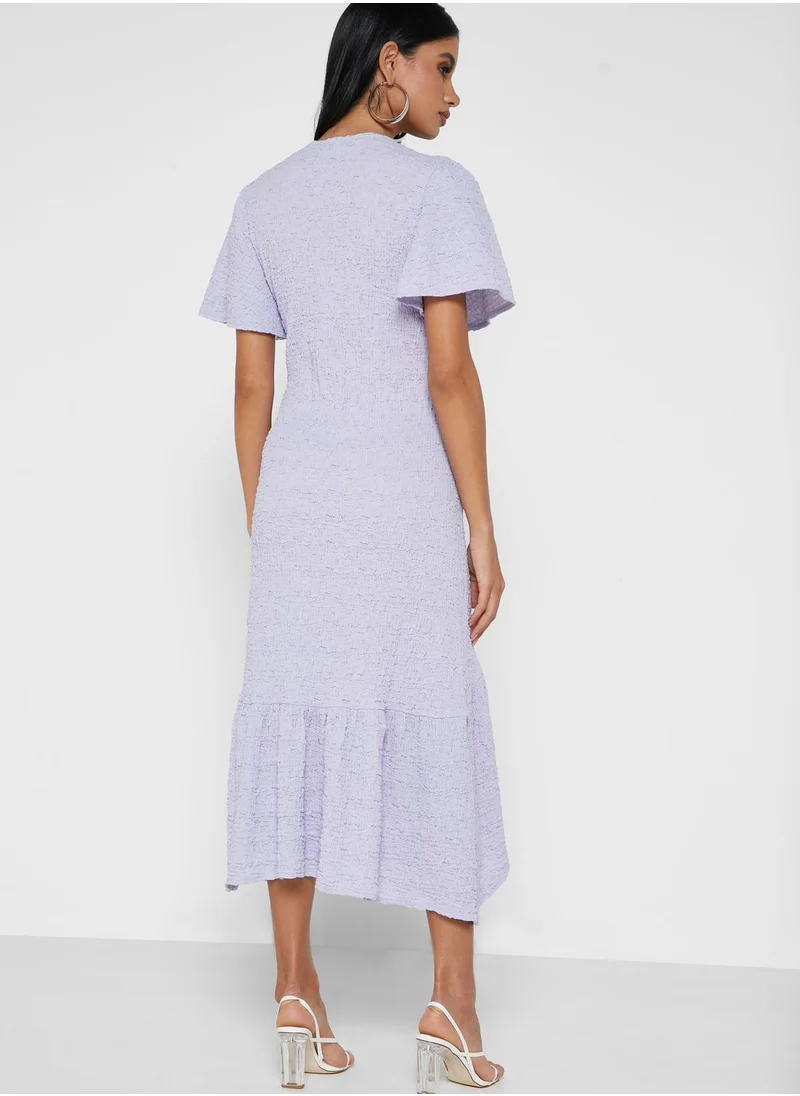 LOST INK Textured Wrap Smock Midaxi Dress