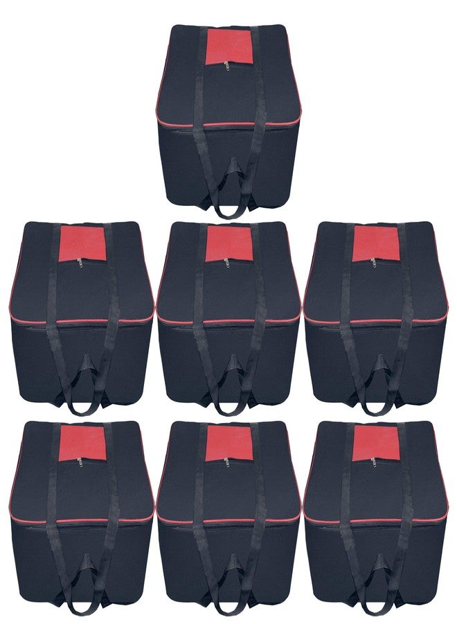 TULMAN 7-Pack Underbed Storage Bags | Large Nylon Storage Bags for Clothes, Blankets, Bedding | Moisture-Proof, Zippered Closure & Handle | 54x46x28 cm (Black & Red) - Image 1