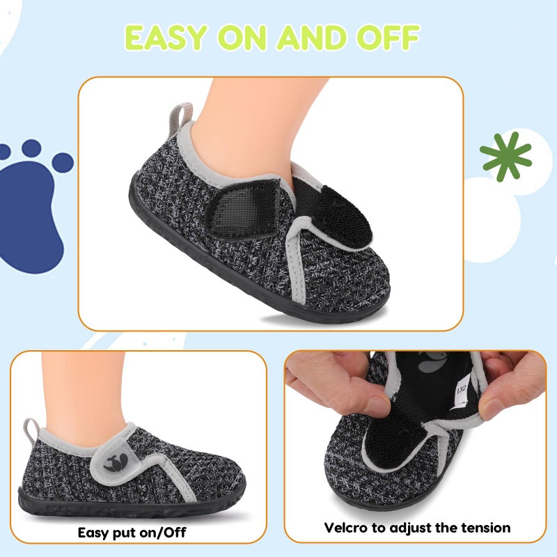 FEETCITY Baby Sneakers Boys Girls Slip On Shoes First Walking Crib Shoes White Grey - Image 3