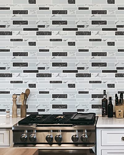 Art3d Thick Peel-and-Stick Kitchen Backsplash Tile, 10-Sheet Marble Design Self Adhesive Wall Tiles for Kitchen Bathroom Back Splash - Grey - Image 4