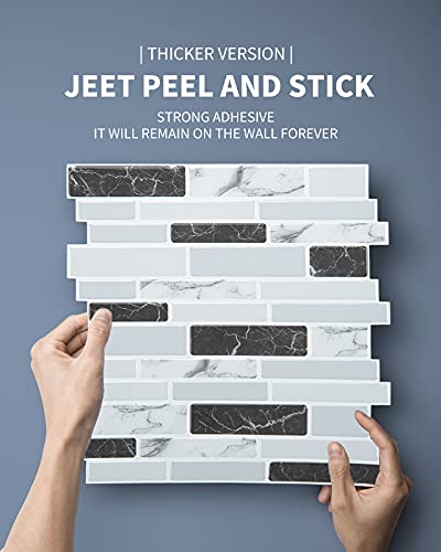 Art3d Thick Peel-and-Stick Kitchen Backsplash Tile, 10-Sheet Marble Design Self Adhesive Wall Tiles for Kitchen Bathroom Back Splash - Grey - Image 3