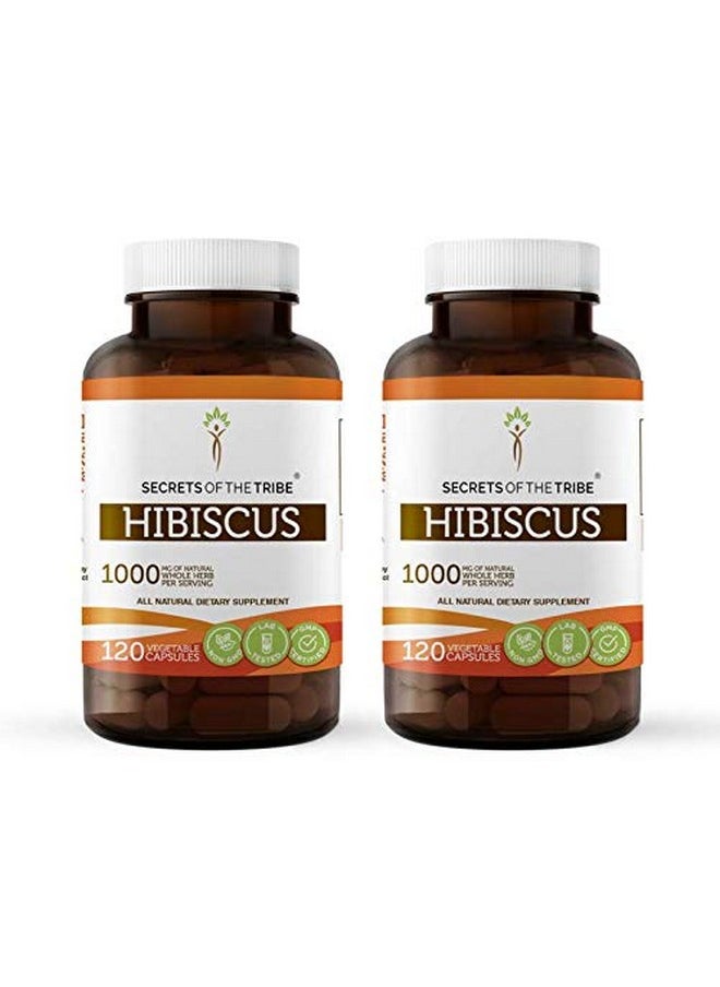 Secrets of the Tribe - Hibiscus 120 Capsules(2 Pcs.) 1000 Mg Hibiscus (Hibiscus Sabdariffa) Dried Flower (2X120 Capsules) - Image 1