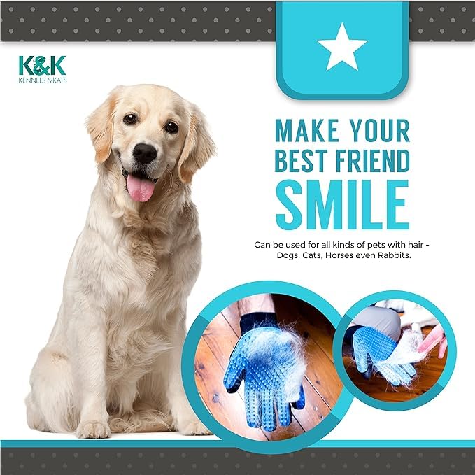 SHYRC Pet Grooming Glove Gift Set. Deshedding Glove For Easy,Mess-Free Grooming Of Pets With Long/Short/Curly Fur. 1 Pair Gentle,Pet Hair Remover Mitt+Free Bath Brush & Storage Bag - Image 5
