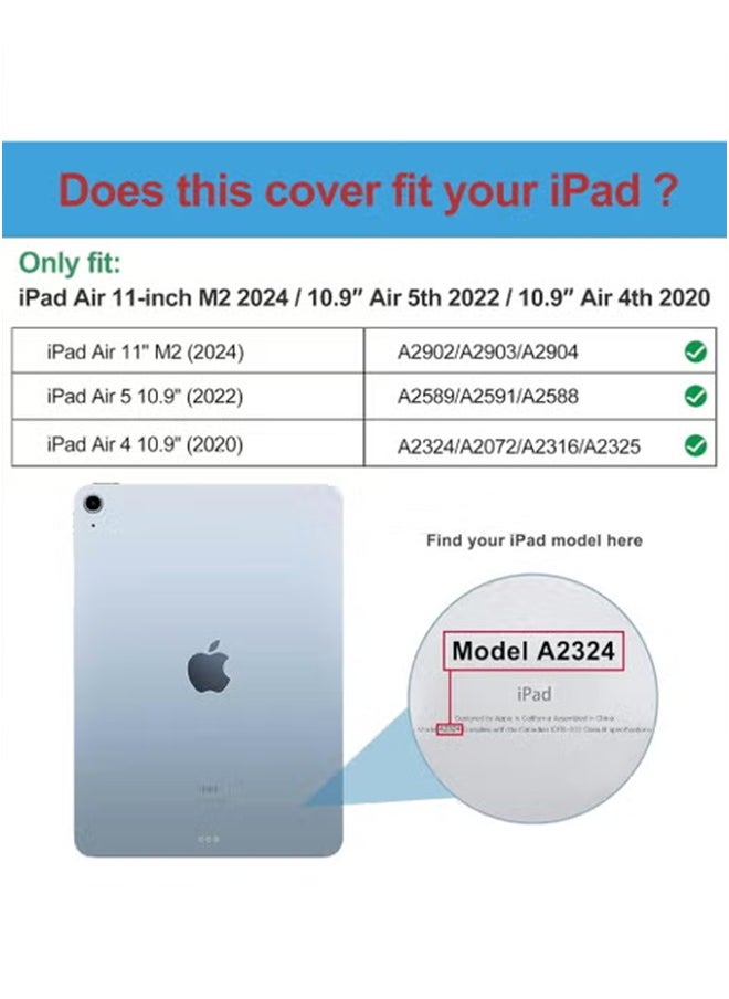 ل ج ي ي ي - غطاء حماية لجهاز iPad Air 6th 11-Inch M2 (2024) iPad Air4/Air5 10.9 inch (2020/2022) الجيل مع حامل قلم رصاص، [يدعم شحن قلم Apple وTouch ID] شفاف وخاصية الإيقاظ/النوم التلقائي - Image 1